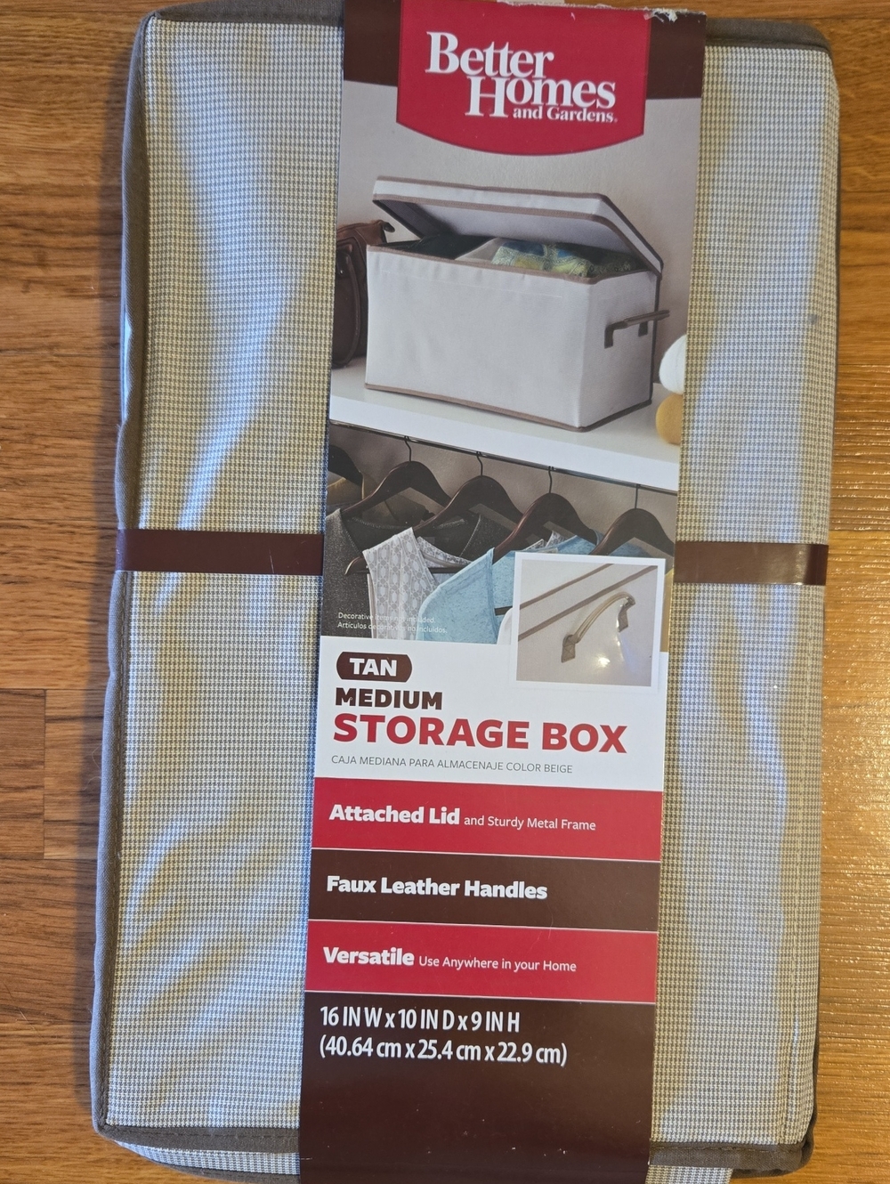 Better Homes And Gardens Tan Fabric Storage Box with Faux Leather Handles